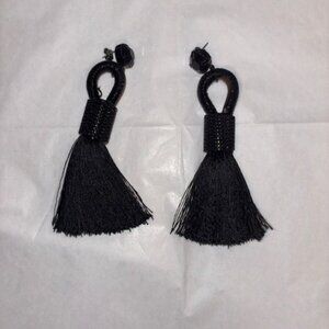 Black Boho Tassel Long Earrings